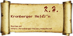 Kronberger Helén névjegykártya